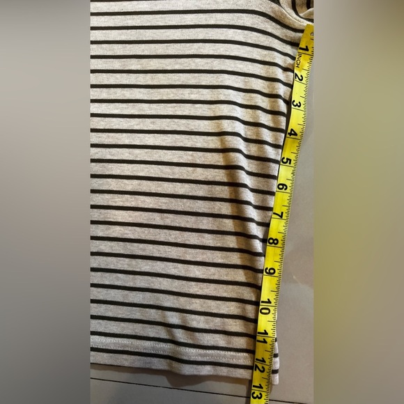 LAUREN RALPH LAUREN SWEATER TOP 3/4 SLEEVE‎ BEIGE WITH STRIPES OLIVE GREEN L - Picture 9 of 16